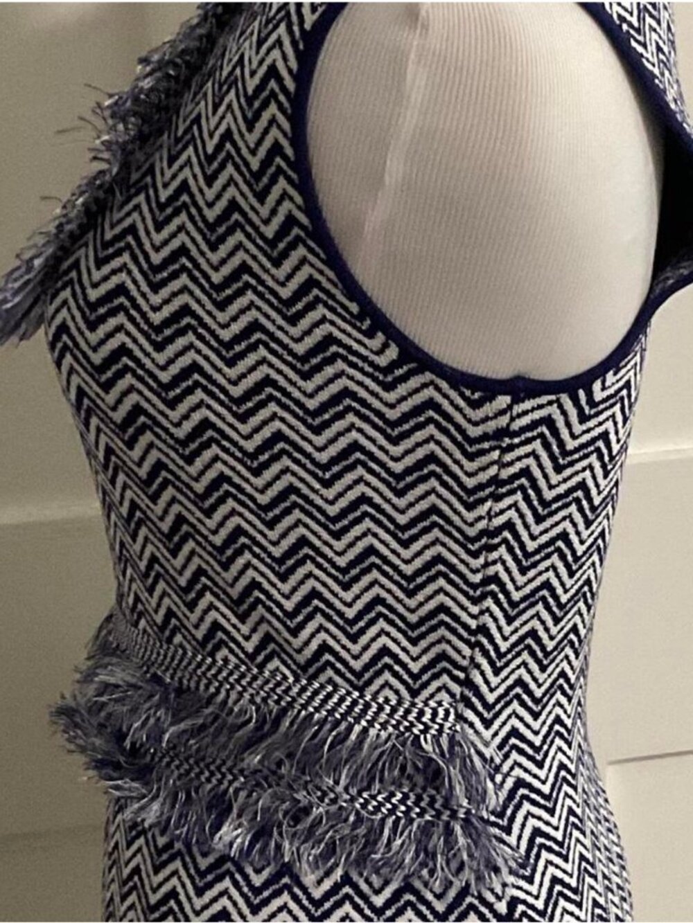 Ronny Kobo 'Tyanna Chevron Print Fringe Bodycon Dress', Size M, Stylish, Flirty - Picture 4 of 6